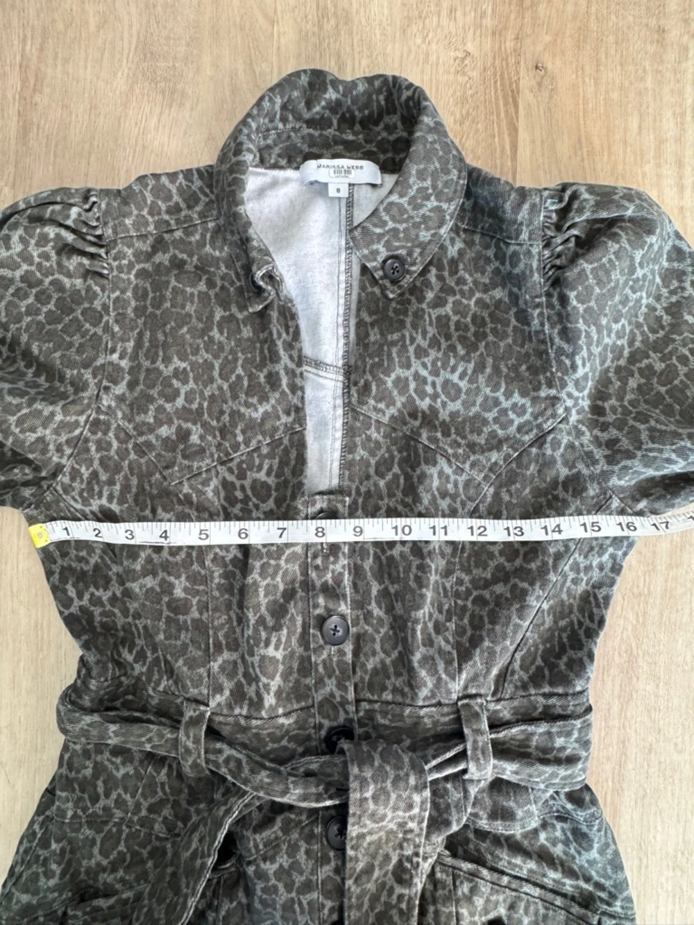 Marissa Webb MERA LEOPARD PRINT CANVAS MINI DRESS sz 8 - Picture 4 of 10